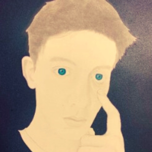 Trabalho de autorretrato de aluno do 12o ano
