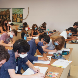 Alunos do 11o ano em aula de biologia