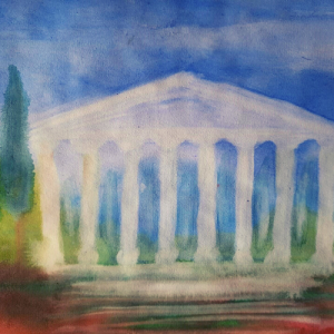 Aquarela de aluno em Época de História, 5o ano