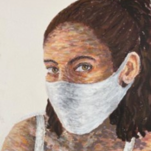 Trabalho de autorretrato de aluno do 12o ano